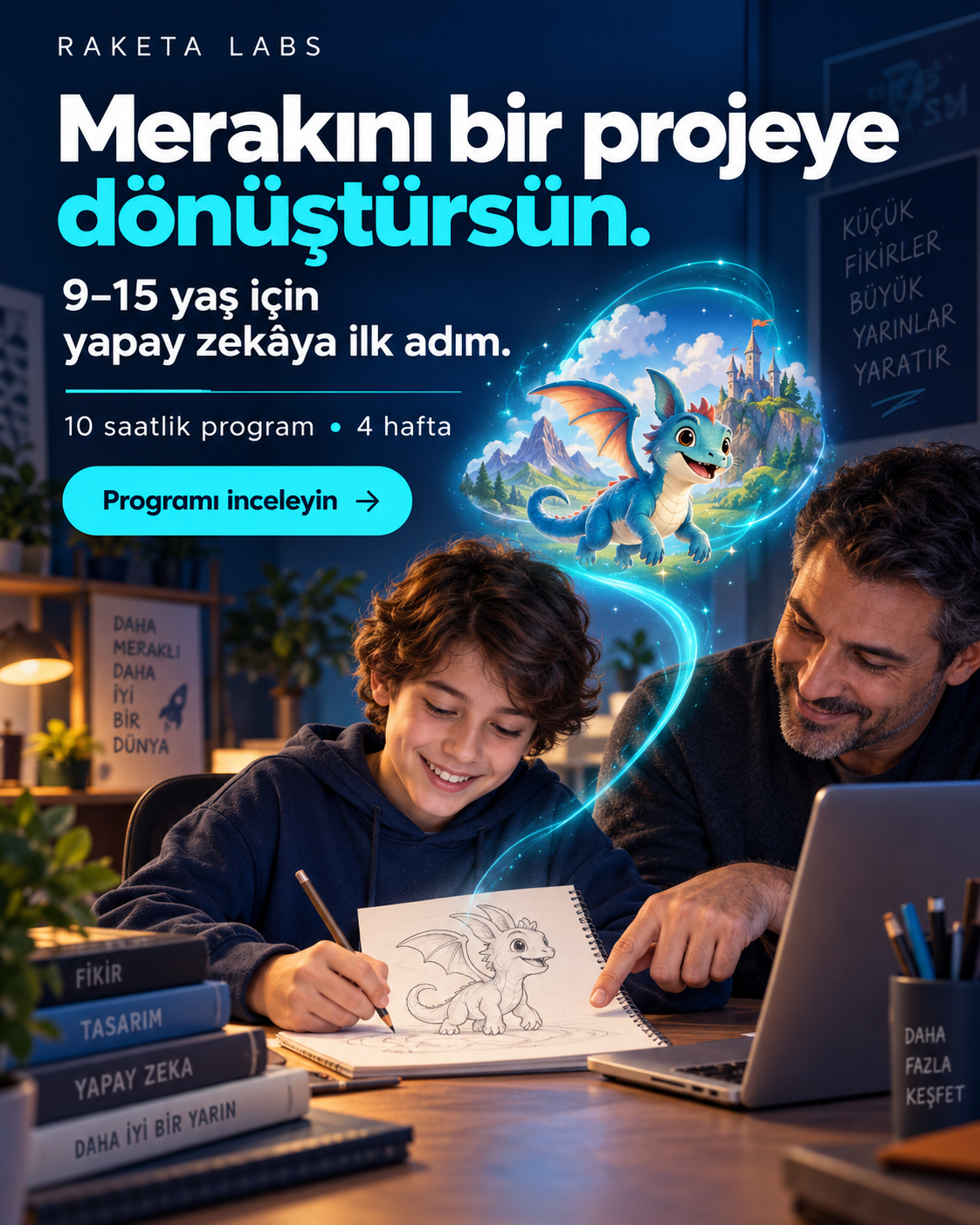 Meraktan bir projeye — Raketa Labs kurs afişi