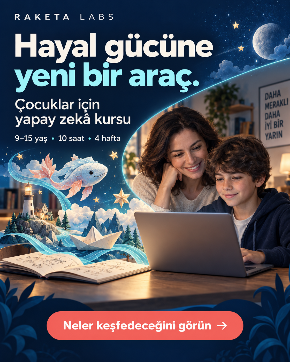 Hayal gücüne yeni bir araç — Raketa Labs kurs afişi