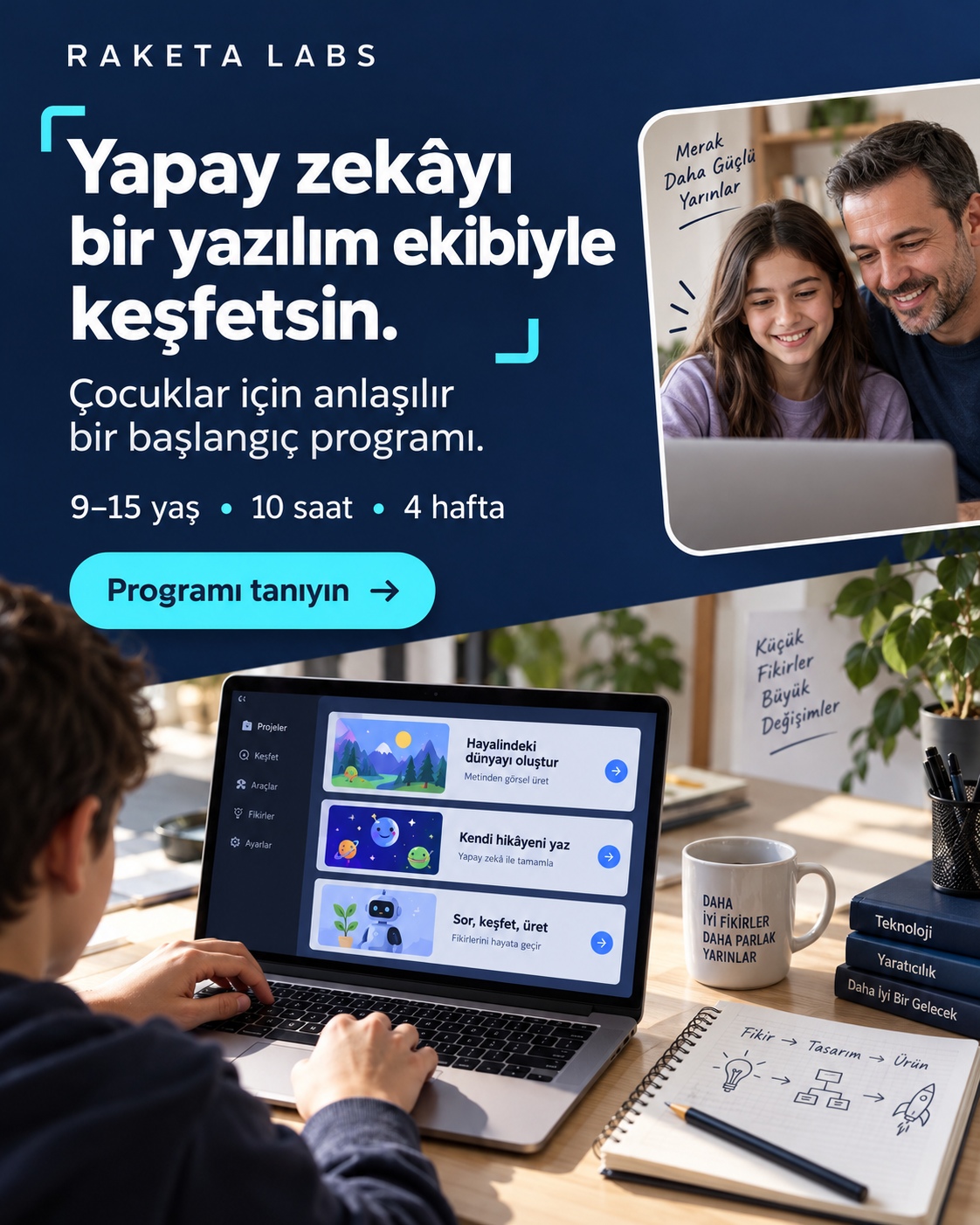 Bir yazılım ekibiyle keşif — Raketa Labs kurs afişi